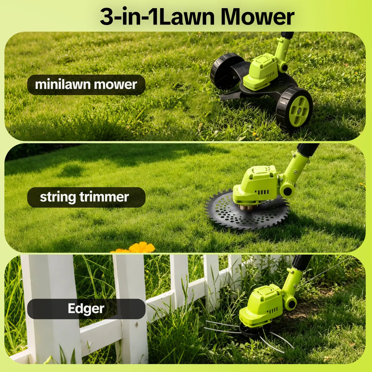 SEESE Cordless Electric Weed Wacker, 3 Different Blades for Lawn Trimming & Edging, with 2 Batteries, Lightweight Design - Suitable for Yard, Garden​