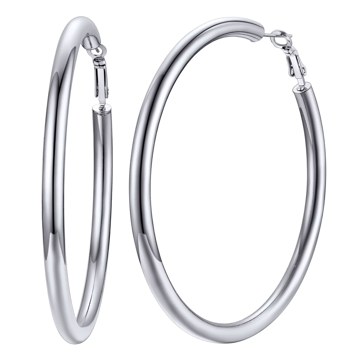 Chunky Hoop Earrings for Women Stainless Steel Jewelry Silver Large Earring 30mm Birthday Christmas Gift for Daughter Wife