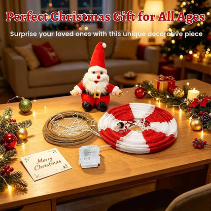 Christmas Hot Air Balloon Lantern, Battery-Powered Santa Lantern, Remote Control, 8 Light Modes, Indoor Outdoor Holiday Decor, Christmas Decorations Party, Christmas Gift, Women's Gift