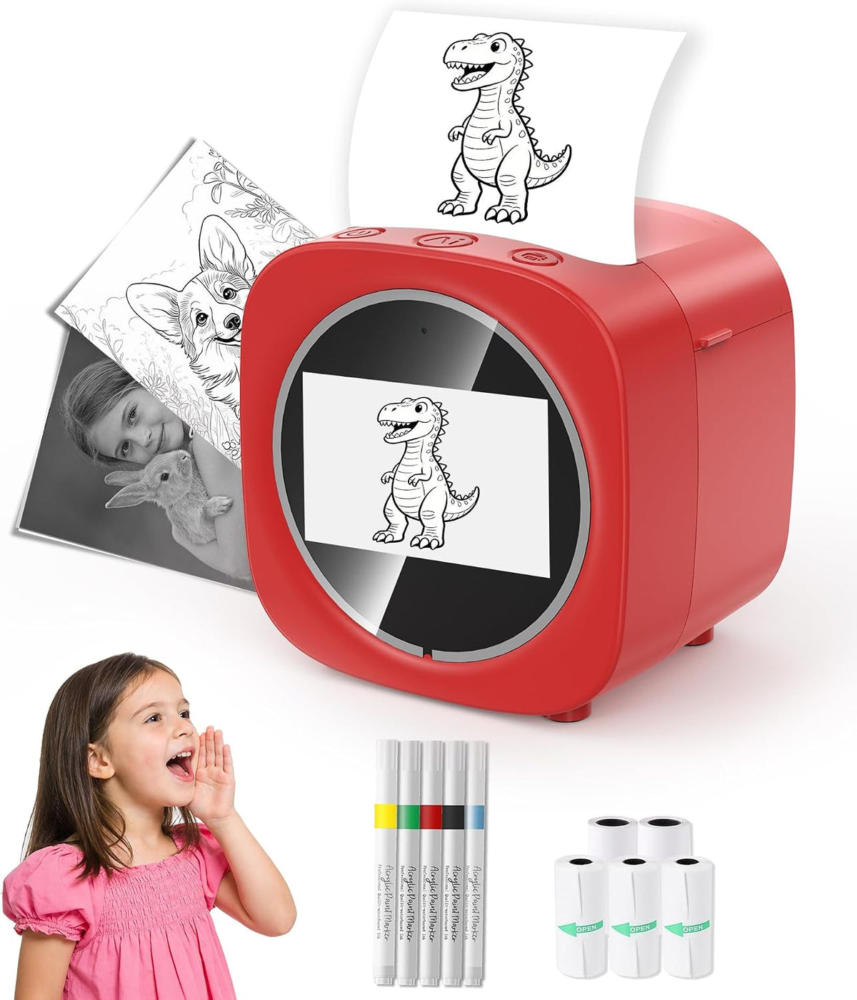 AI Voice Sticker Maker for Kids, Screen Preview Thermal Printer with Wifi