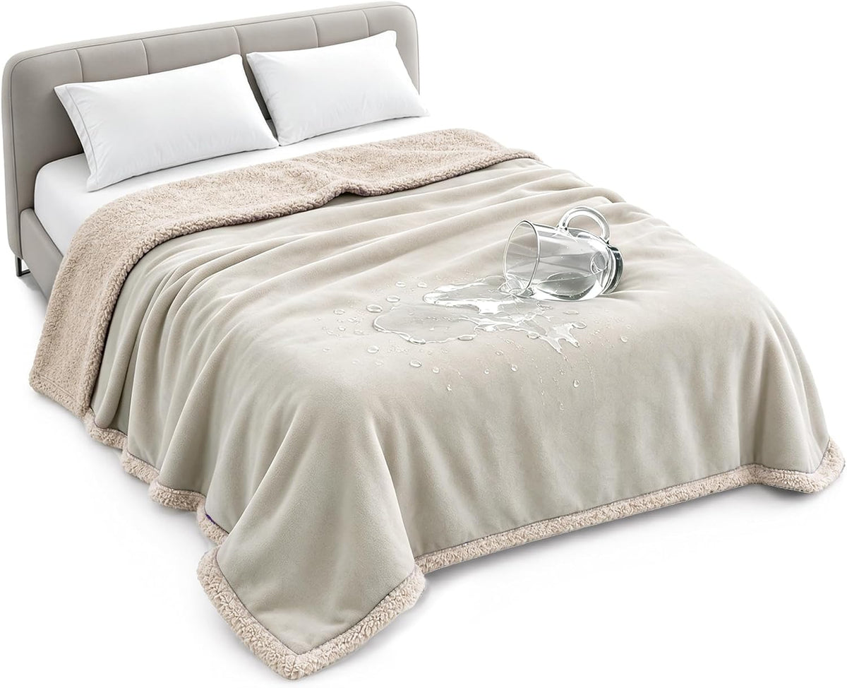Waterproof Blanket for Bed, Reversible Leakproof Throw