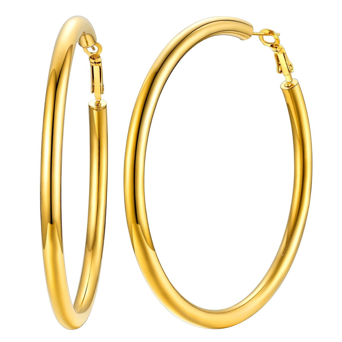 Chunky Hoop Earrings for Women Stainless Steel Jewelry Silver Large Earring 30mm Birthday Christmas Gift for Daughter Wife