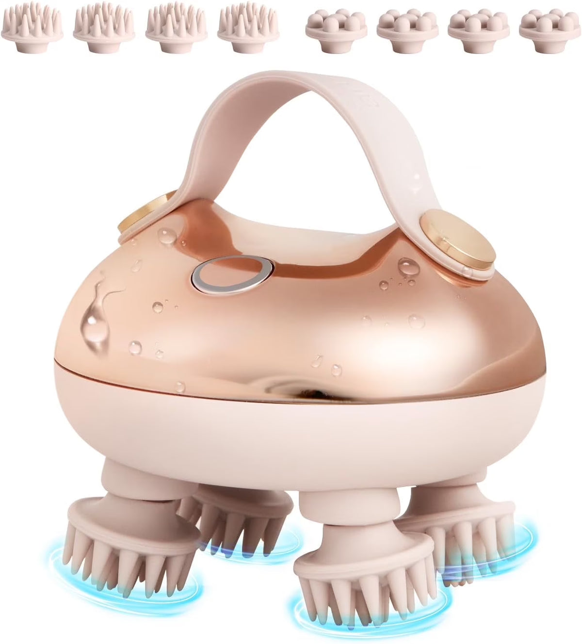 Scalp Massager Brush Handheld Waterproof with 8 Removable Claws - Silver