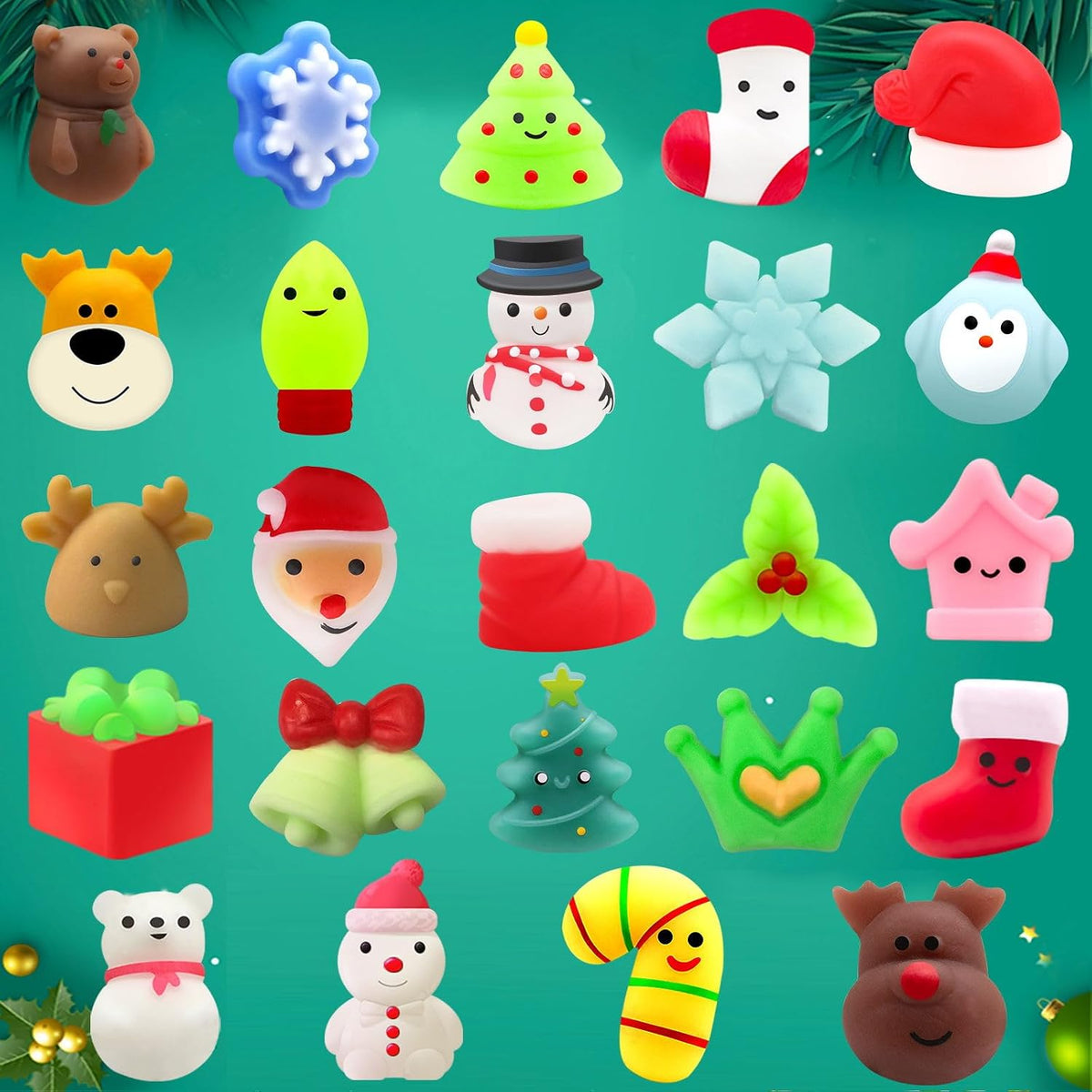 Christmas Advent Calendar 2025 with 24 Mochi Squishy Assorted Toys, 24 Days Countdown Calendar for Kids, Xmas Stocking Stuffers Gifts for Boys Girls Christmas Party Favor