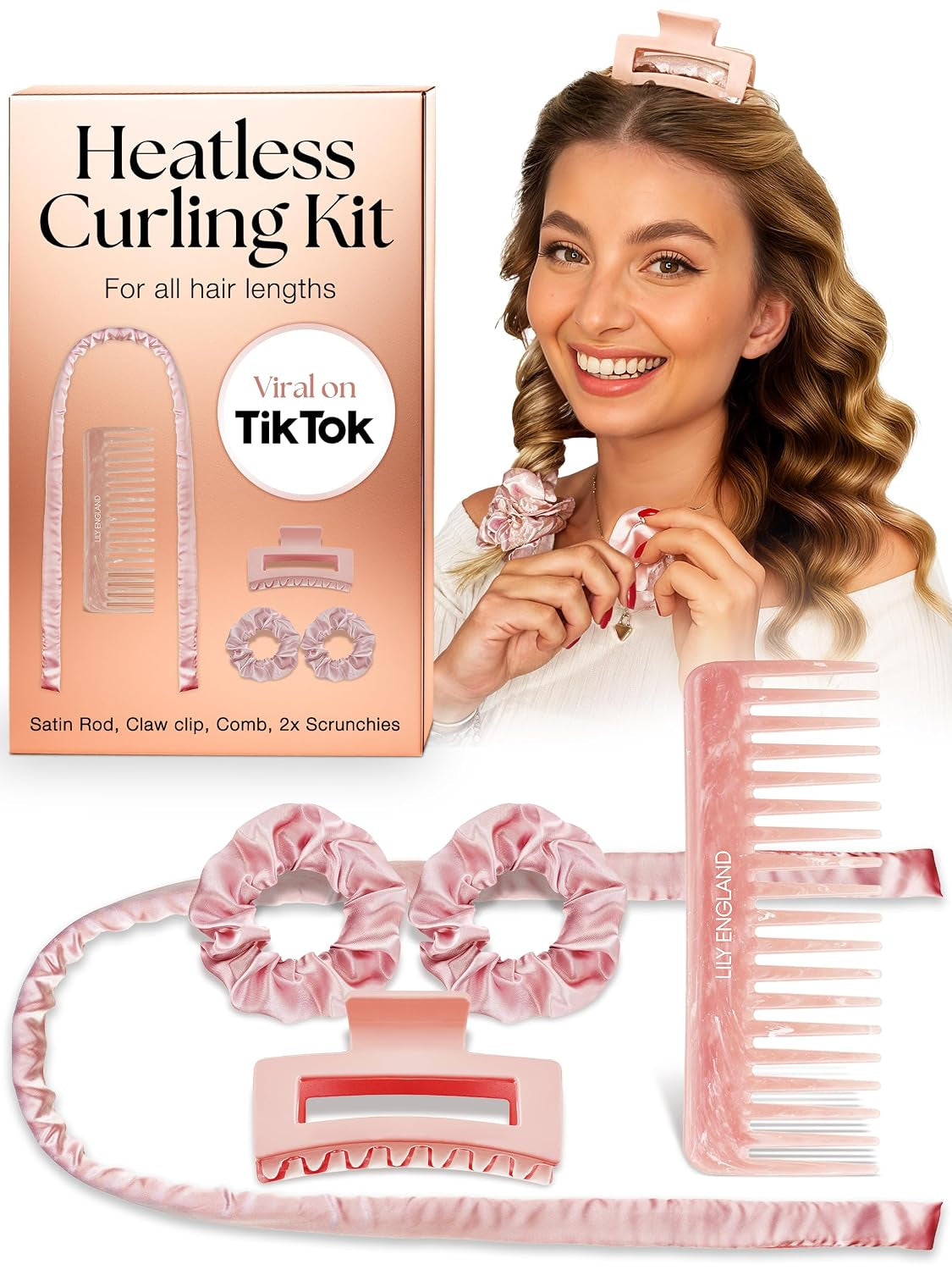 Heatless Curls Overnight Set - Satin Hair Curlers to Sleep In