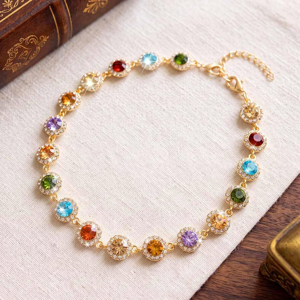 Rainbow Crystal Choker Necklace Bling Rhinestone Necklaces for Women