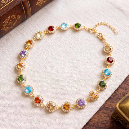 Rainbow Crystal Choker Necklace Bling Rhinestone Necklaces for Women