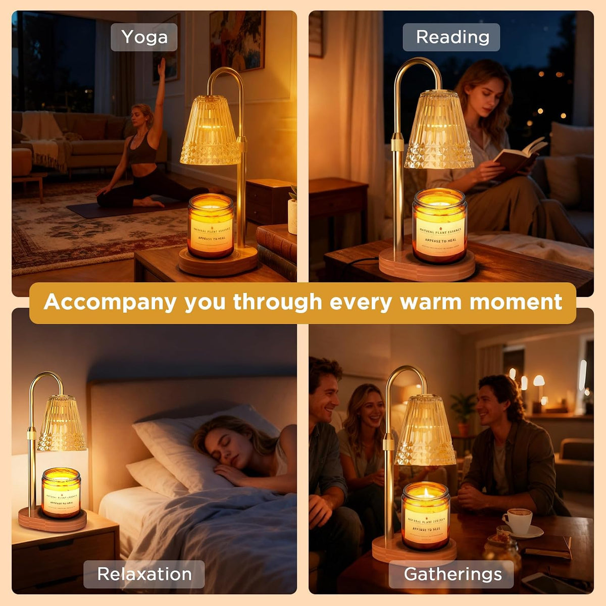 Candle Warmer Lamp with Timer, Dimmable Electric Wax Melter with Adjustable Height, Eco-Friendly Scented Candle Lamp for Gifts, Safe and Smoke-Free, Ideal for Moms and Friends, Perfect for Home Décor