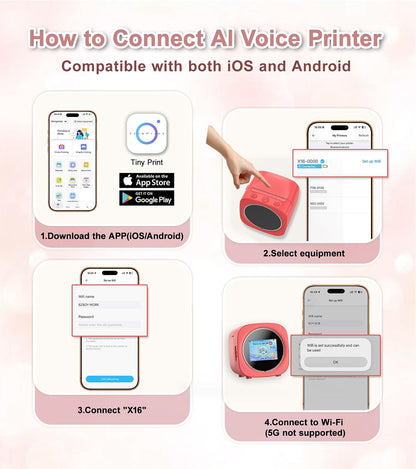 AI Voice Sticker Maker for Kids, Screen Preview Thermal Printer with Wifi