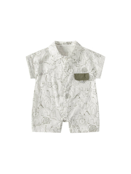 Summer Arrival Baby Boys Short Sleeves Cartoon Pattern Single Breasted Rompers Bodysuits, MyKids-USA®, Baby & Children's One-Pieces, MyKids-USA -  -  -  -  -  -  - .