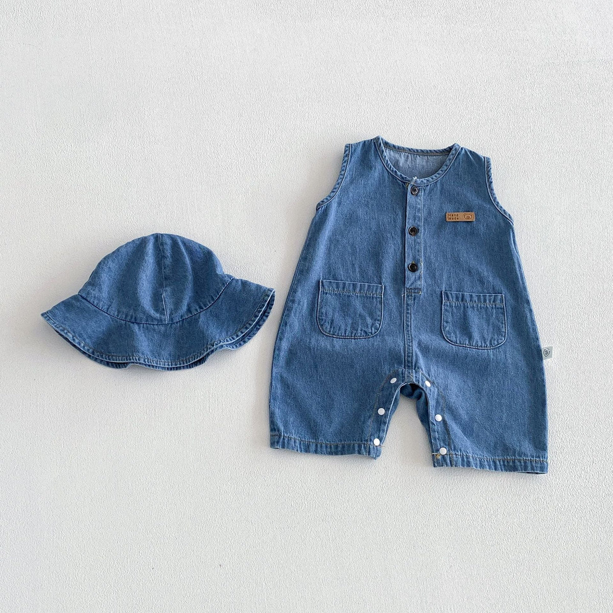 Summer Arrival Baby Sleeveless Denim Overalls with Hat, MyKids-USA®, Baby & Children's One-Pieces, MyKids-USA - Size/Age - 66 (3-6M) - Color - Blue -  -  - TR2604212244-A.