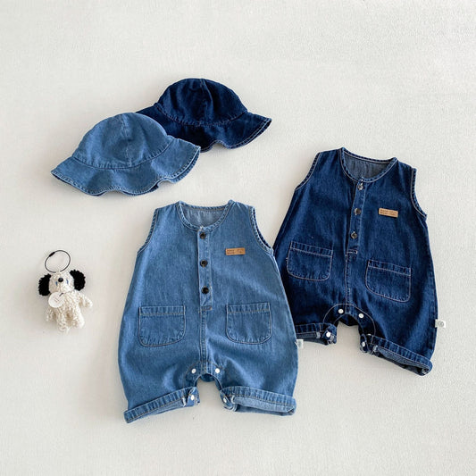 Summer Arrival Baby Sleeveless Denim Overalls with Hat, MyKids-USA®, Baby & Children's One-Pieces, MyKids-USA -  -  -  -  -  -  - .